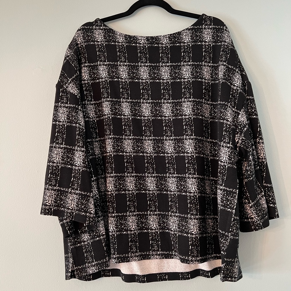 Adyson Parker Black & White Knit Top 3/4 Sleeves Women's Size 2X